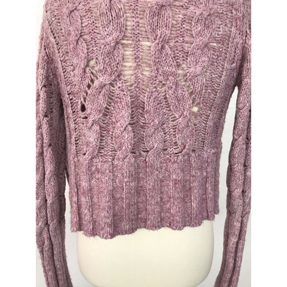 Free People Open Front Mixed Weave Cardigan Sweater Purple FLAW - Picture 10 of 10